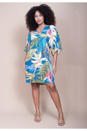 Vestido Curto Pequi Viscose Estampa Brisa Botânica