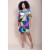 Vestido Curto Pequi Viscose Estampa Jardim Azul
