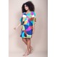 Vestido Curto Pequi Viscose Estampa Jardim Azul