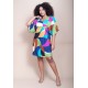 Vestido Curto Pequi Viscose Estampa Jardim Azul