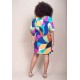 Vestido Curto Pequi Viscose Estampa Jardim Azul