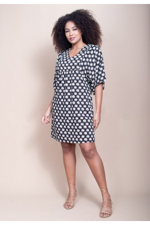 Vestido Curto Pequi Viscose Estampa Encanto das Margaridas