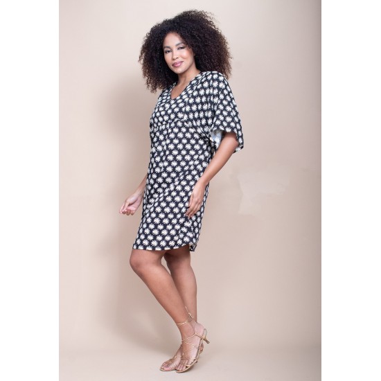 Vestido Curto Pequi Viscose Estampa Encanto das Margaridas