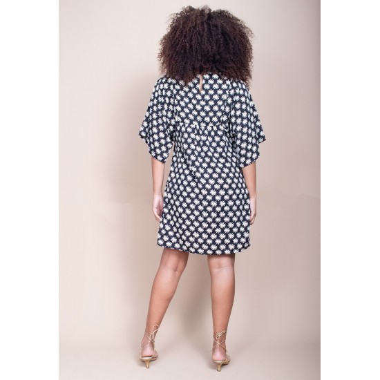 Vestido Curto Pequi Viscose Estampa Encanto das Margaridas