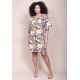 Vestido Curto Pequi Viscose Estampa Cores Vibrantes