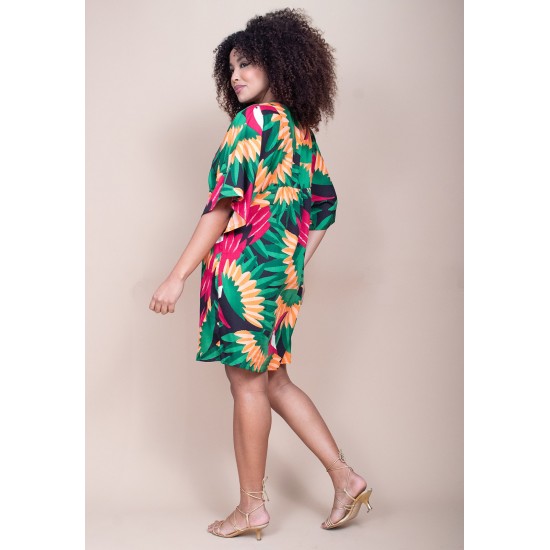 Vestido Curto Pequi Viscose Estampa Festas dos Tucanos