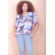 Blusa Gola V Manga Curta Estampa Jardim Celeste