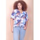 Blusa Gola V Manga Curta Estampa Jardim Celeste