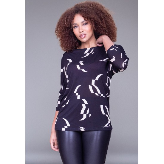 Blusa Morcego Ampla Manga 3/4 Estampa Maria