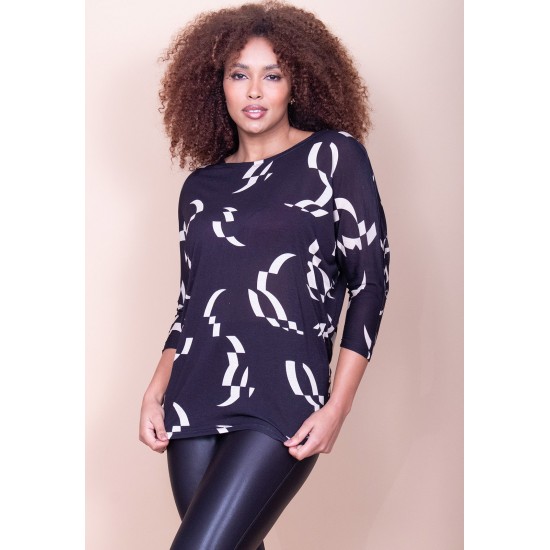 Blusa Morcego Ampla Manga 3/4 Estampa Maria