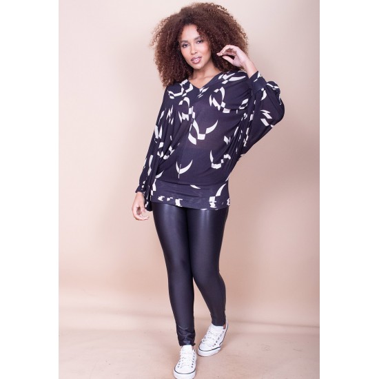 Blusa Moicana Malha Fibra de Bambu Morcego Estampa Maria