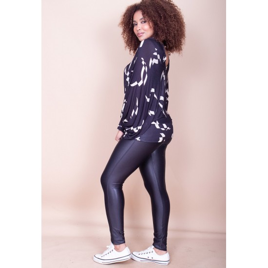 Blusa Moicana Malha Fibra de Bambu Morcego Estampa Maria