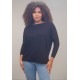 Blusa Canoa Malha Manga 3/4 Preto