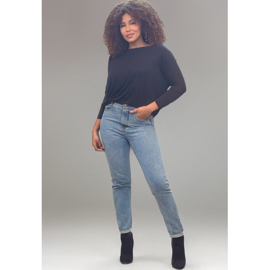 Blusa Canoa Malha Manga 3/4 Preto