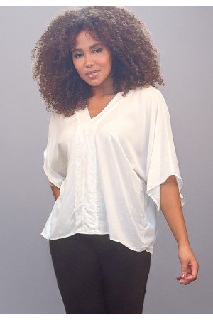 Blusa Gola V Manga Curta Branca