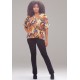 Blusa Gola V Manga Curta Estampa Cores Vibrantes