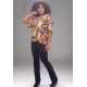 Blusa Gola V Manga Curta Estampa Cores Vibrantes