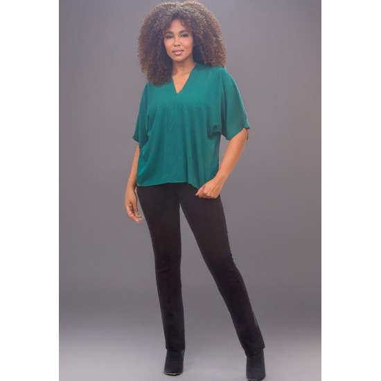 Blusa Gola V Manga Curta Verde