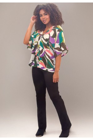 Blusa Gola V Manga Curta Estampa Encanto Botânico