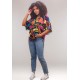 Blusa Gola V Manga Curta Estampa Aurora Urbana