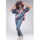 Blusa Gola V Manga Curta Estampa Urban Jungle