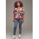 Blusa Gola V Manga Curta Estampa Floresce