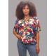 Blusa Gola V Manga Curta Estampa Floresce
