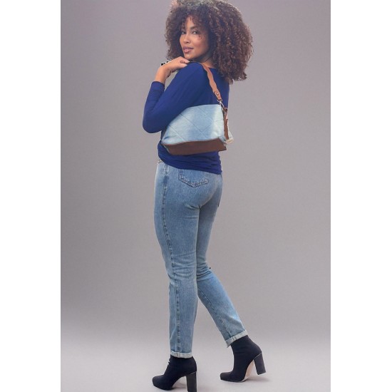 Bolsa Acolchoada em Jeans Azul Claro