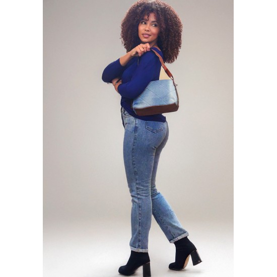 Bolsa Acolchoada em Jeans Azul Claro