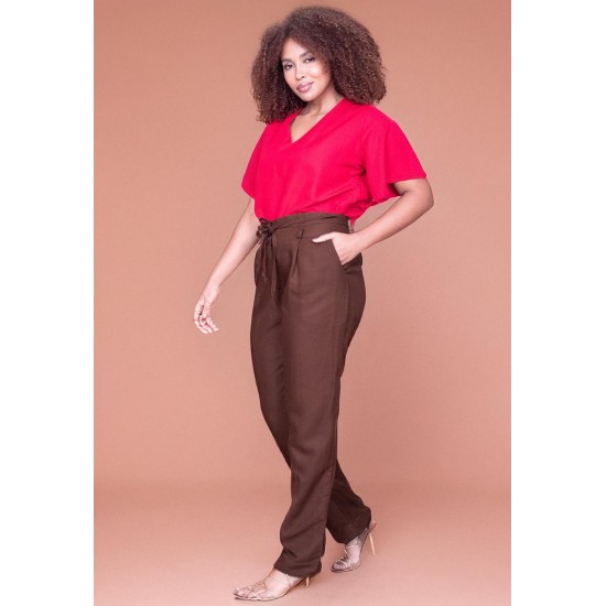 Calça Linho com Algodão Marrom