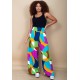Calça Pantalona Elastic Embaú Estampa Jardim Azul