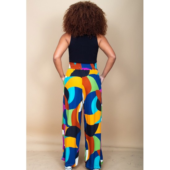 Calça Pantalona Elastic Embaú Estampa Jardim Azul
