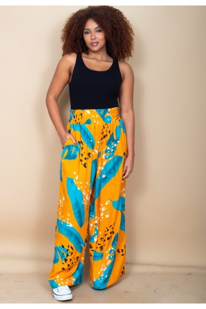 Calça Pantalona Elastic Embaú Estampa Aurora Botânica