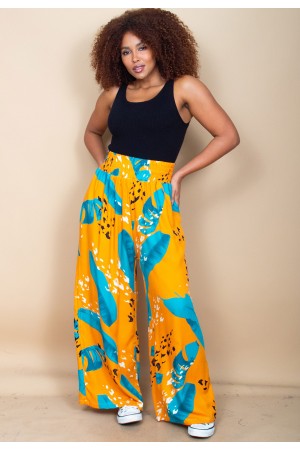 Calça Pantalona Elastic Embaú Estampa Aurora Botânica
