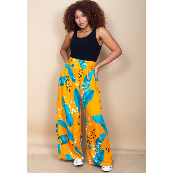 Calça Pantalona Elastic Embaú Estampa Aurora Botânica