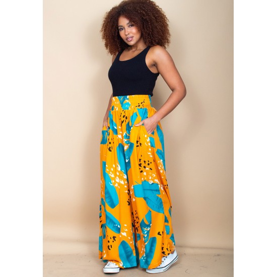 Calça Pantalona Elastic Embaú Estampa Aurora Botânica