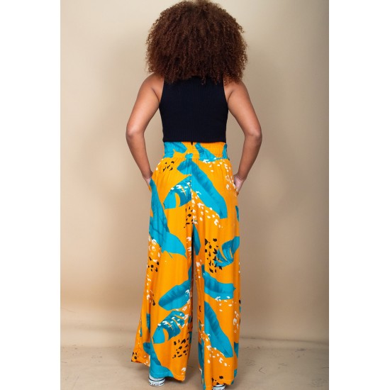 Calça Pantalona Elastic Embaú Estampa Aurora Botânica