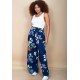 Calça Pantalona Elastic Embaú Estampa Festa das Flores Azul