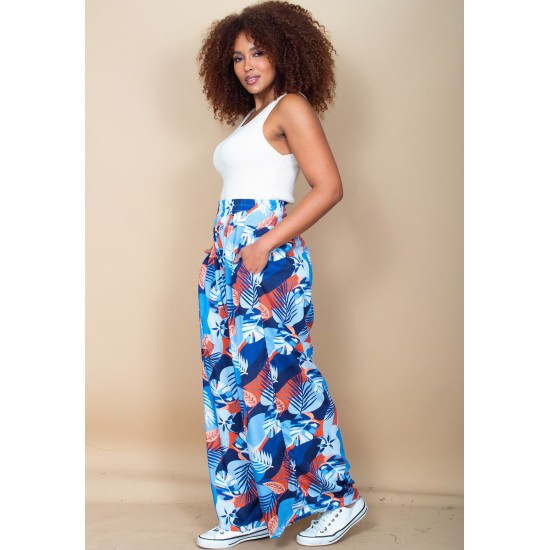 Calça Pantalona Elastic Embaú Estampa Jardim Celeste
