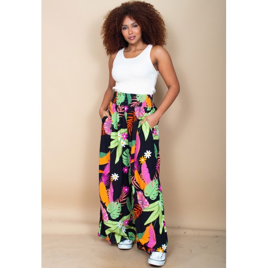 Calça Pantalona Elastic Embaú Estampa Noite Botânica
