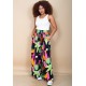 Calça Pantalona Elastic Embaú Estampa Noite Botânica