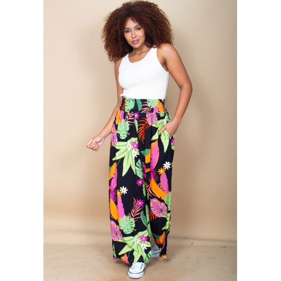 Calça Pantalona Elastic Embaú Estampa Noite Botânica