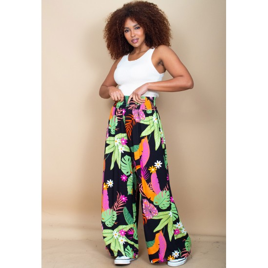 Calça Pantalona Elastic Embaú Estampa Noite Botânica