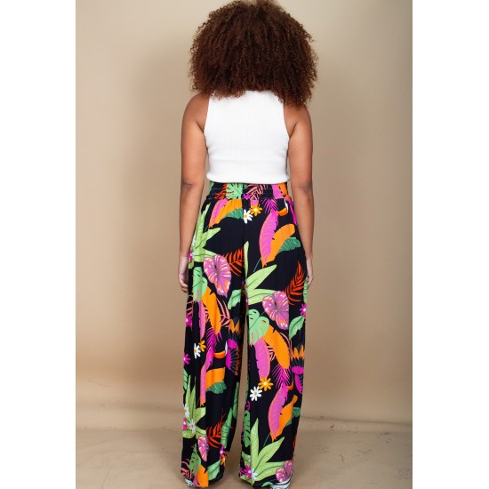 Calça Pantalona Elastic Embaú Estampa Noite Botânica