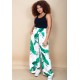 Calça Pantalona Elastic Embaú Estampa Folhagem Poética