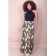Calça Pantalona Granja Malha Estampa Folhas de Outono