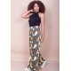 Calça Pantalona Granja Malha Estampa Folhas de Outono