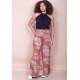 Calça Pantalona Granja Malha Estampa Palmas da Terra