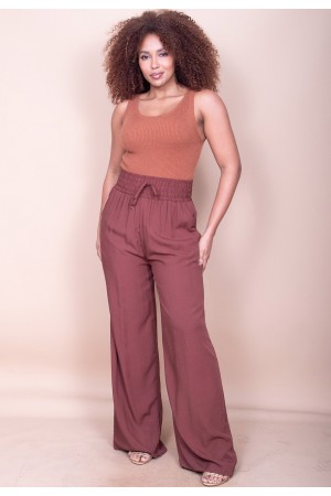 Calça Pantalona Viscose Marrom