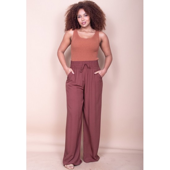 Calça Pantalona Viscose Marrom